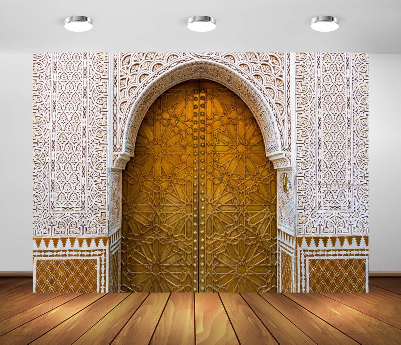 BELECO 10x65ft Fabric Palace of Morocco Backdrop Middle Eastern Style Architecture Moroccan Palace Door Background Moroccan Party Decorations Birthday Shoot Photo Studio Props - Image 2