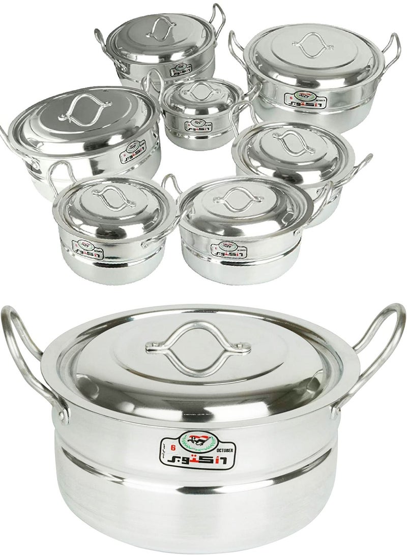 6 October Aluminum Pots Set Consisting of 7 Pots With Two Handles 6 October Brand Egyptian Industry, Size 1.5L /2L /3L / 4L / 5L / 6.5L / 8L - Image 2