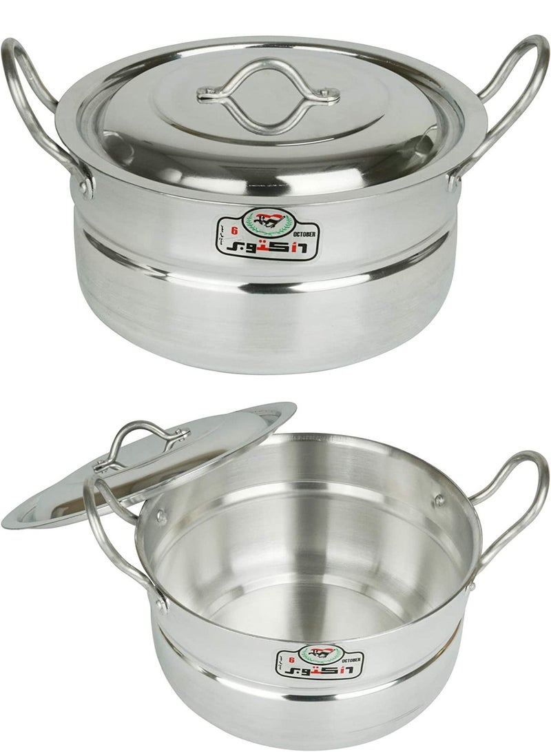 6 October Aluminum Pots Set Consisting of 7 Pots With Two Handles 6 October Brand Egyptian Industry, Size 1.5L /2L /3L / 4L / 5L / 6.5L / 8L - Image 3