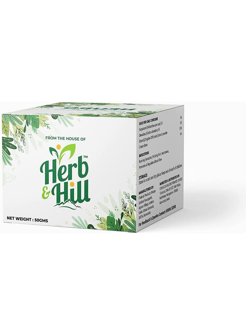 Herbs&Hills Herb & Hill Neuro Cream | Ayurvedic Cream for Better Circulation in Hands Legs | Hand Leg Massage Cream(50gm)  - Image 4