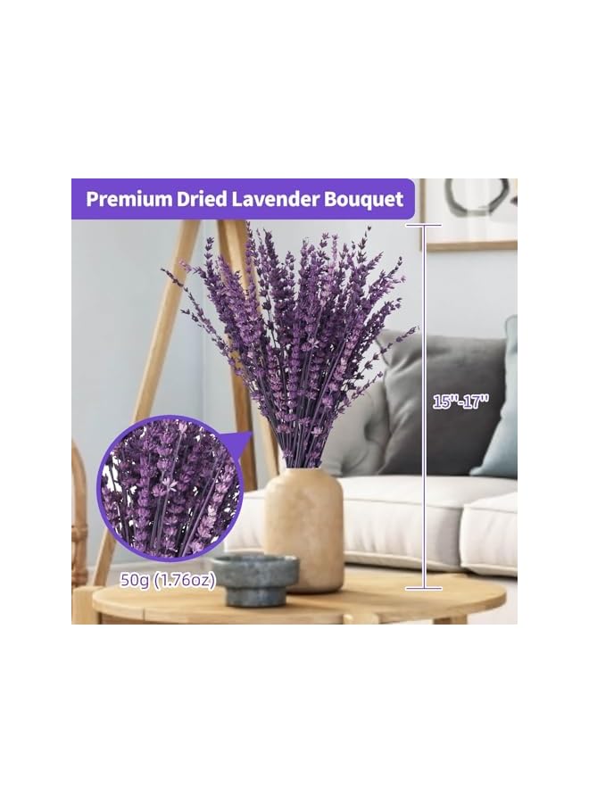 The Bros Dried Purple Lavender Flowers Bundle-Dried Preserved Lavender Bouquet 15-17" for Shower Weeding Home Vase Decor, Crafts, Aromatherapy, Fragrance, Fresh Silk Dry Live Plants, 50g(1.76oz) - Image 3