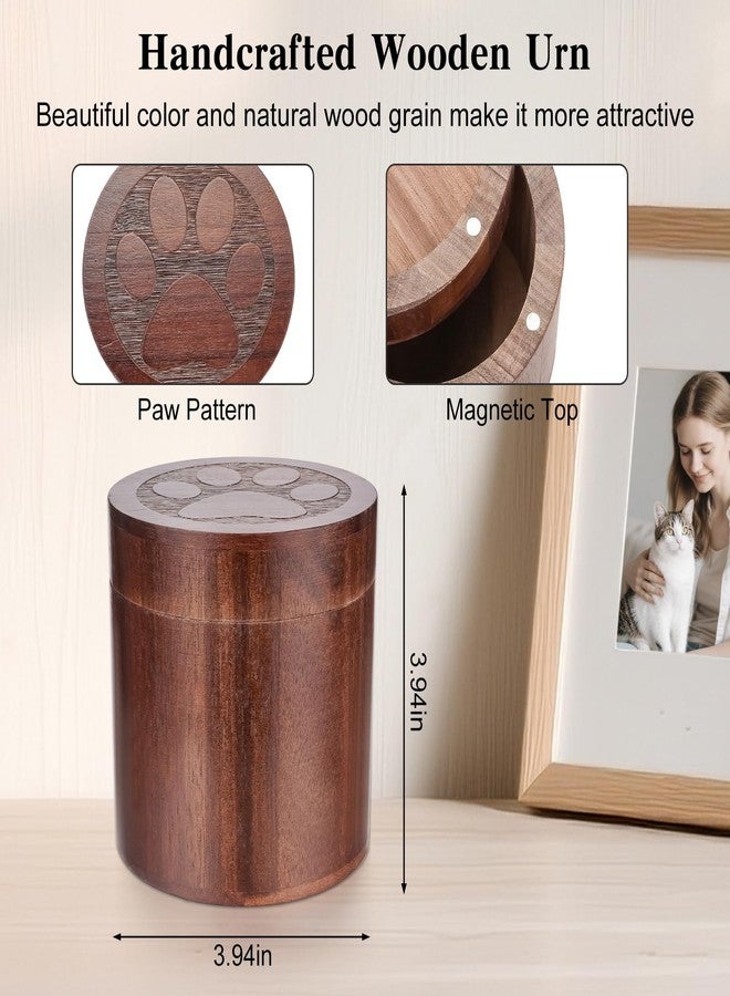 SOITIS Pet Urn for Cat Dog Ashes 3.94" Wooden Box Keepsake Pet Memorial, Urn for Dog Ashes Small Cat Urn for Ashes Pet Keepsakes for Dogs - Image 2