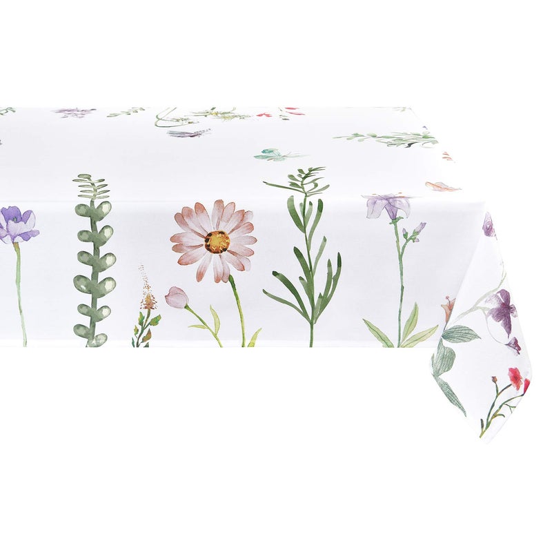 Sunm Boutique Watercolor Spring Flowers Tablecloth 60 x 84 inch Machine Washable Waterproof Table Cover for Easter Decor Dining Holiday Parties