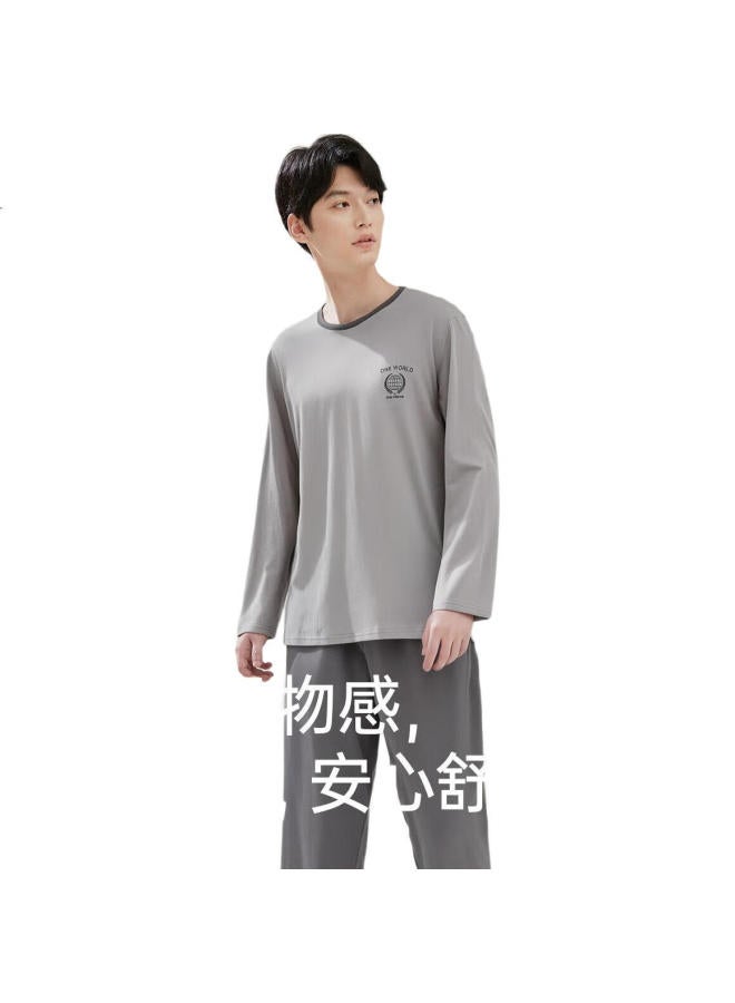 Top melon Ding Guagua Men'S Cotton Spring And Summer Round Neck Long Sleeve Pajamas Set For Men 175 - Image 2