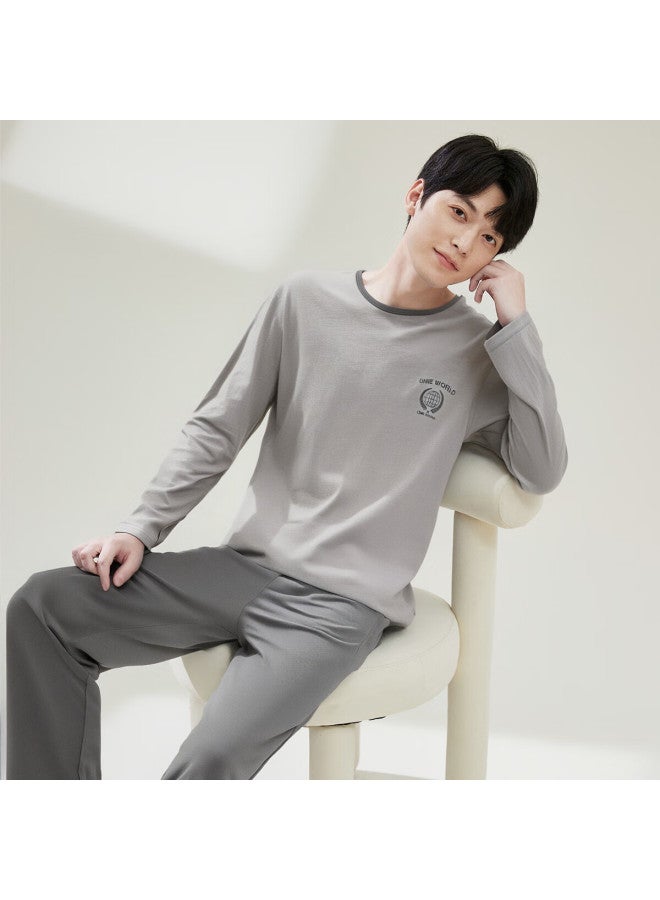 Top melon Ding Guagua Men's Cotton Spring And Summer Round Neck Long Sleeve Pajamas Set For Men 175 - Image 1