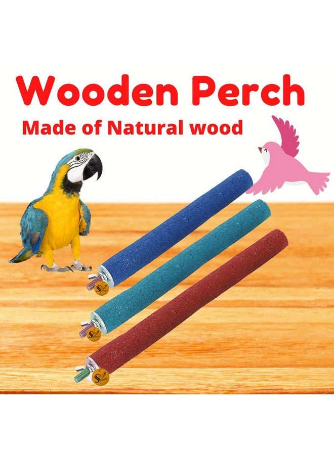 سايج سكوير مجموعة من 4 و6 و8 بوصات من مجاثم الرمل الخشن المصنوعة من الخشب الطبيعي | تمرين، طحن الأظافر، حامل ألعاب، تدريب، ملحقات القفص | العصافير، الببغاوات، البادجي، الكوكتيل (عبوة من 3 قطع) - Image 3