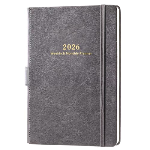 Lemome 2026 Planner - 2026 Weekly & Monthly Planner with Calendar Stickers, JAN 2026 - DEC 2026, 5.75" X 8.25", 2026 Calendar/Planner with Premium Thicker Paper, Pen Holder, Inner Pocket and 44 Notes Pages - Gray - Image 1