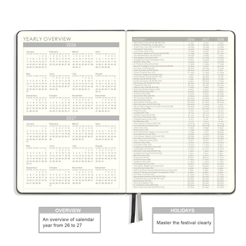 Lemome 2026 Planner - 2026 Weekly & Monthly Planner with Calendar Stickers, JAN 2026 - DEC 2026, 5.75" X 8.25", 2026 Calendar/Planner with Premium Thicker Paper, Pen Holder, Inner Pocket and 44 Notes Pages - Gray - Image 5