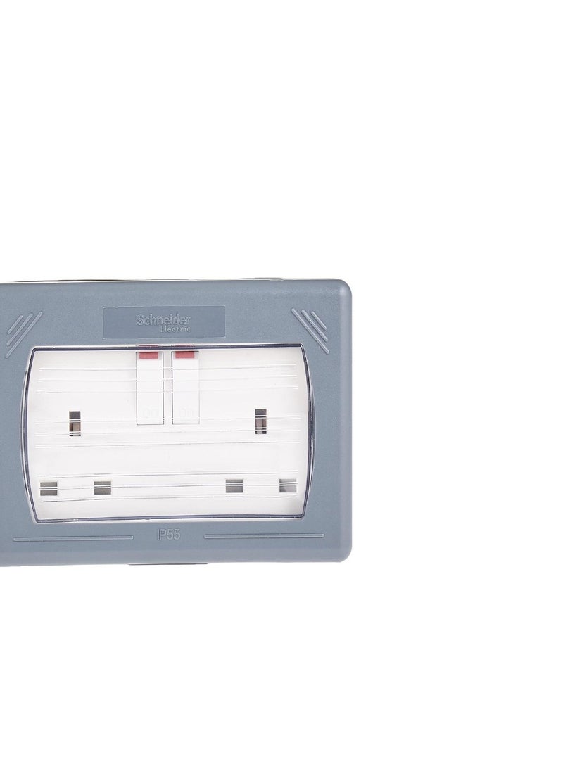 Schneider Exclusive Weatherproof 13AX Double Switched Socket - GWP3020