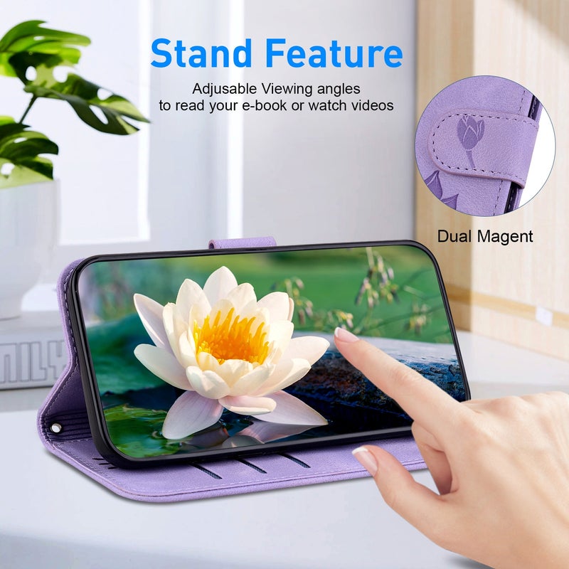 HuHa Protective Cover For Xiaomi Redmi Note 9 / Redmi 10X 4G Lotus Embossed Leather Phone Case(Purple) - Image 5