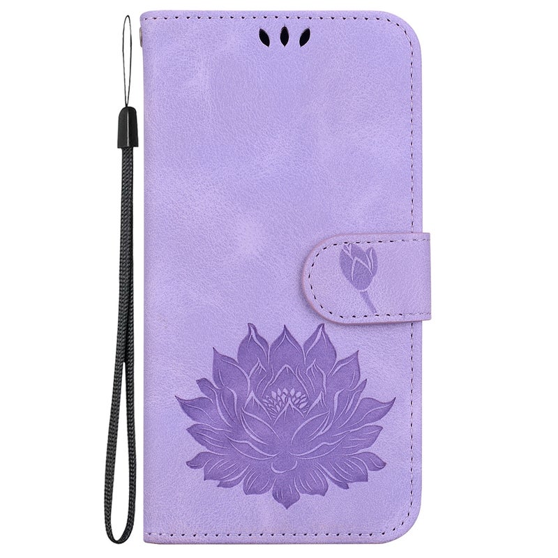 HuHa Protective Cover For Xiaomi Redmi Note 9 / Redmi 10X 4G Lotus Embossed Leather Phone Case(Purple) - Image 2