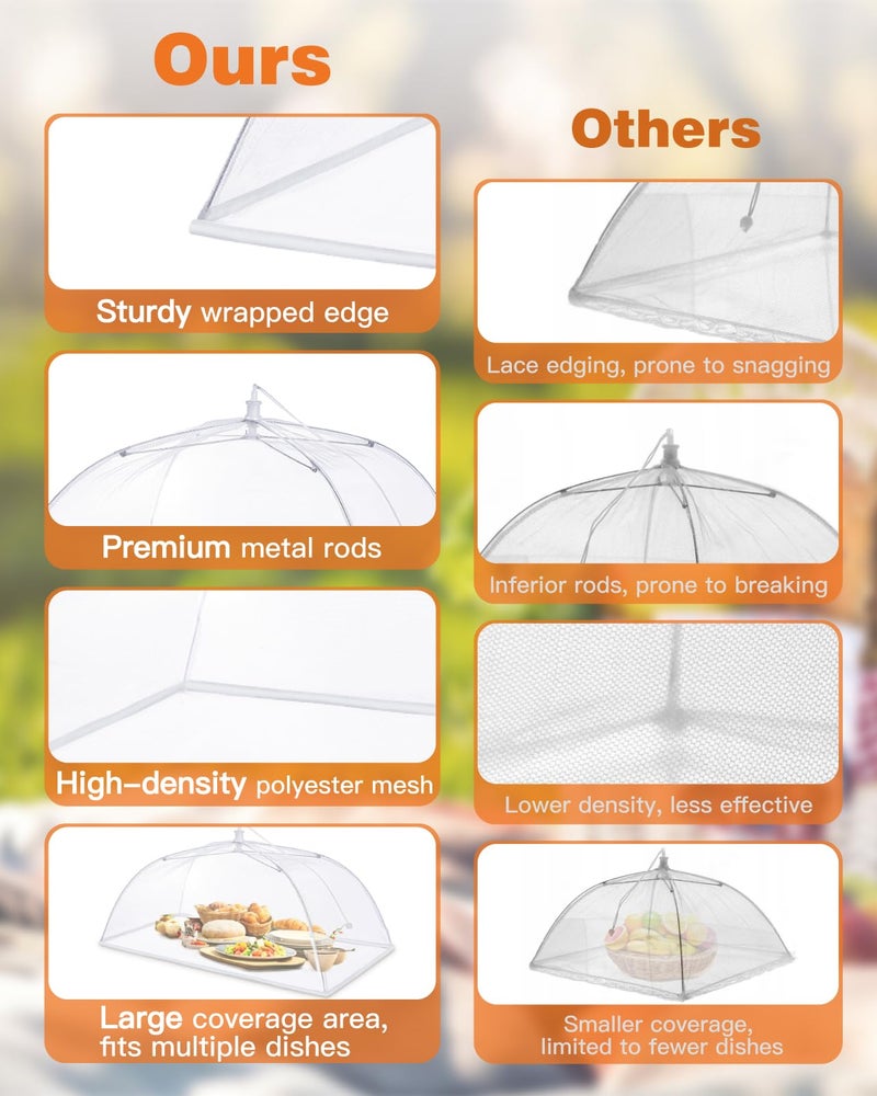Anpro Food Covers for Outdoors (2 Extra Large with Polyester), Pop-Up Mesh Food Tents, Collapsible Reusable Bug-Proof Nets for Picnics, BBQs & Camping, Stainless Steel Frame - Image 2