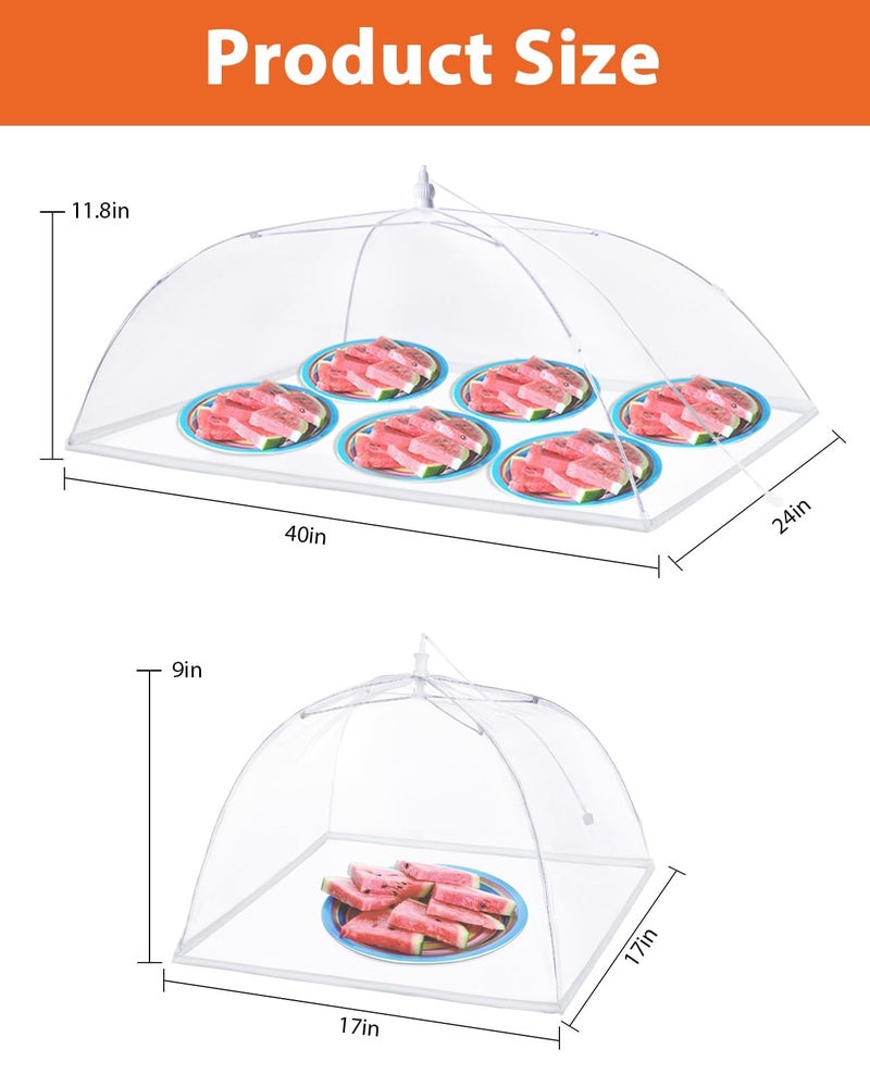 Anpro Food Covers for Outdoors (2 Extra Large with Polyester), Pop-Up Mesh Food Tents, Collapsible Reusable Bug-Proof Nets for Picnics, BBQs & Camping, Stainless Steel Frame - Image 5