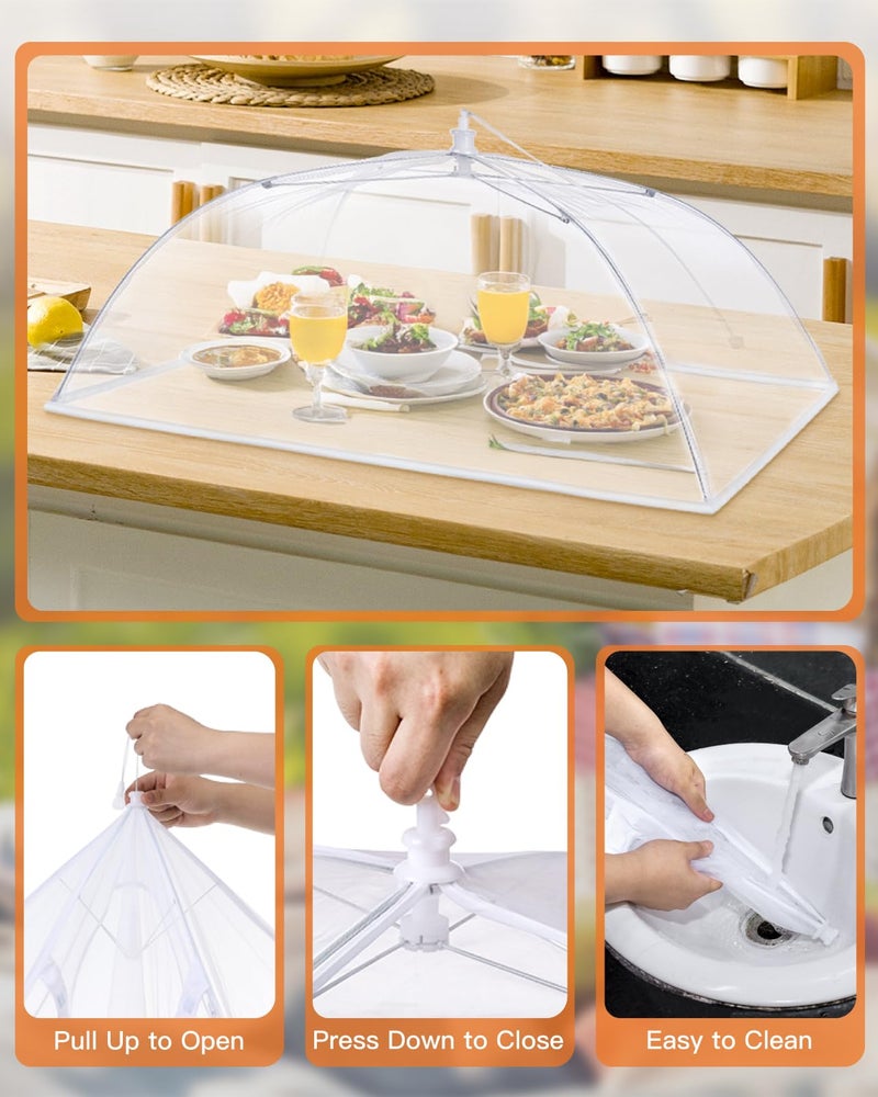 Anpro Food Covers for Outdoors (2 Extra Large with Polyester), Pop-Up Mesh Food Tents, Collapsible Reusable Bug-Proof Nets for Picnics, BBQs & Camping, Stainless Steel Frame - Image 4