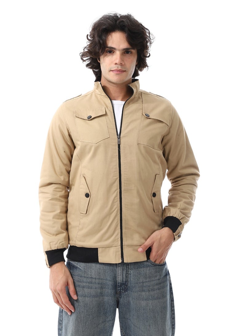 Caesar Mens Jabardine Lining Jacket With Zipper And Front Pockets  - Image 1