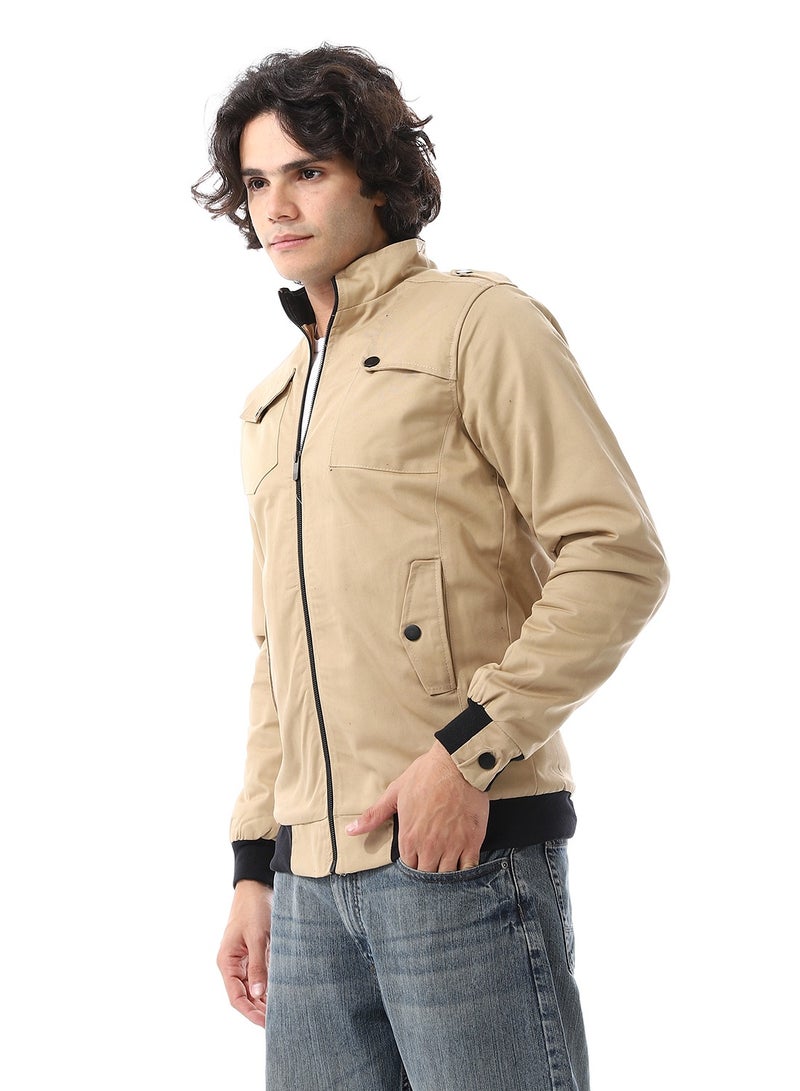 Caesar Mens Jabardine Lining Jacket With Zipper And Front Pockets  - Image 2
