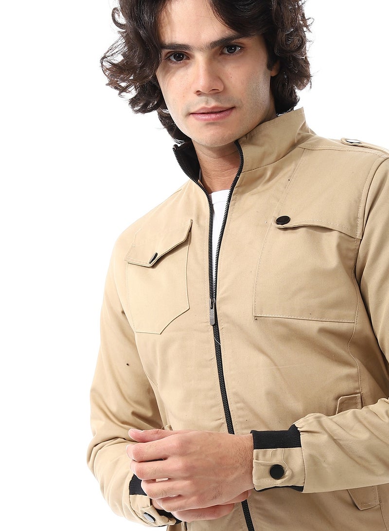 Caesar Mens Jabardine Lining Jacket With Zipper And Front Pockets  - Image 3
