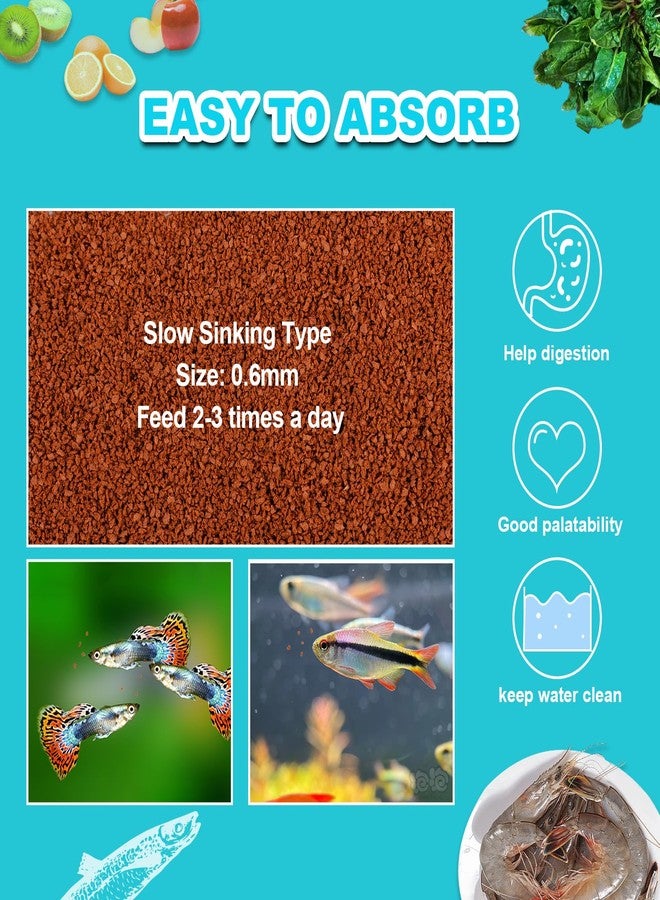 حبيبات طعام الأسماك الصغيرة - حبيبات دقيقة غاطسة، معزز لون عالي البروتين لأسماك البيتا، والجوبي، والتترا، والأسماك الاستوائية (2.8 أونصة) - Image 4