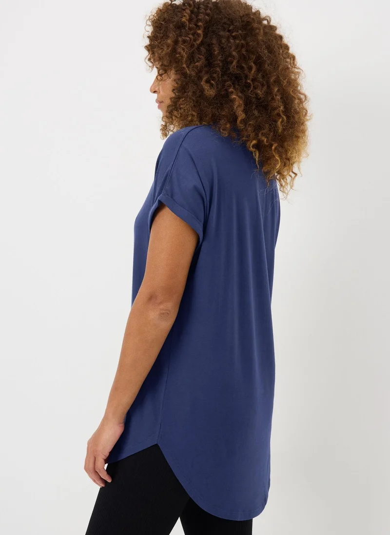 ماتلان Navy Animal Heart Slogan Longline T-Shirt