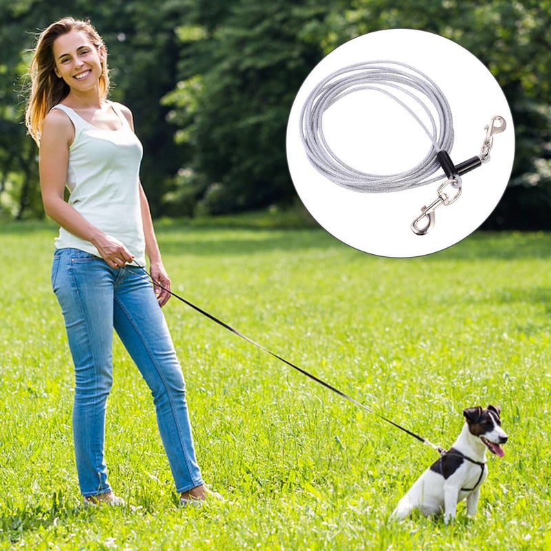 Double Head Dog Leash 5M Steel Wire Rope Bite Resistant Outdoor Training Lead - Image 5