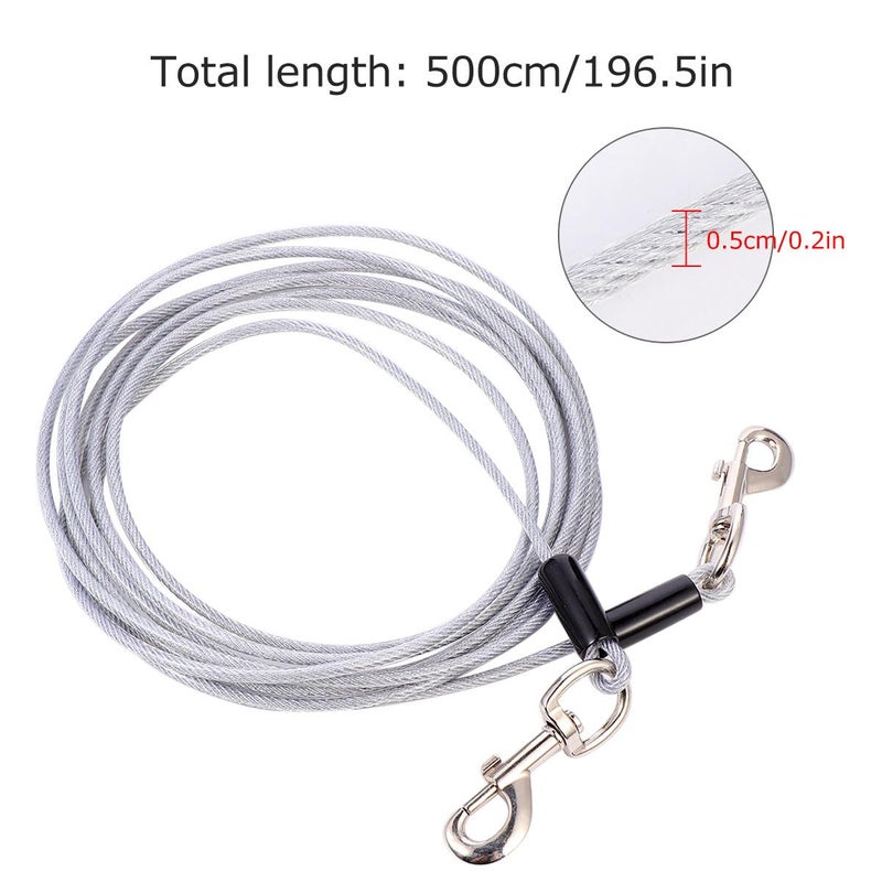 Double Head Dog Leash 5M Steel Wire Rope Bite Resistant Outdoor Training Lead - Image 3