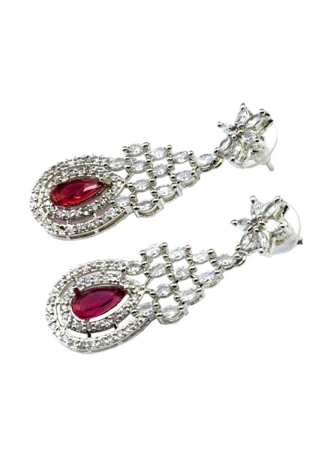 StileAdda Silver-Plated CZ-Studded Necklace and Earrings Set - Image 5