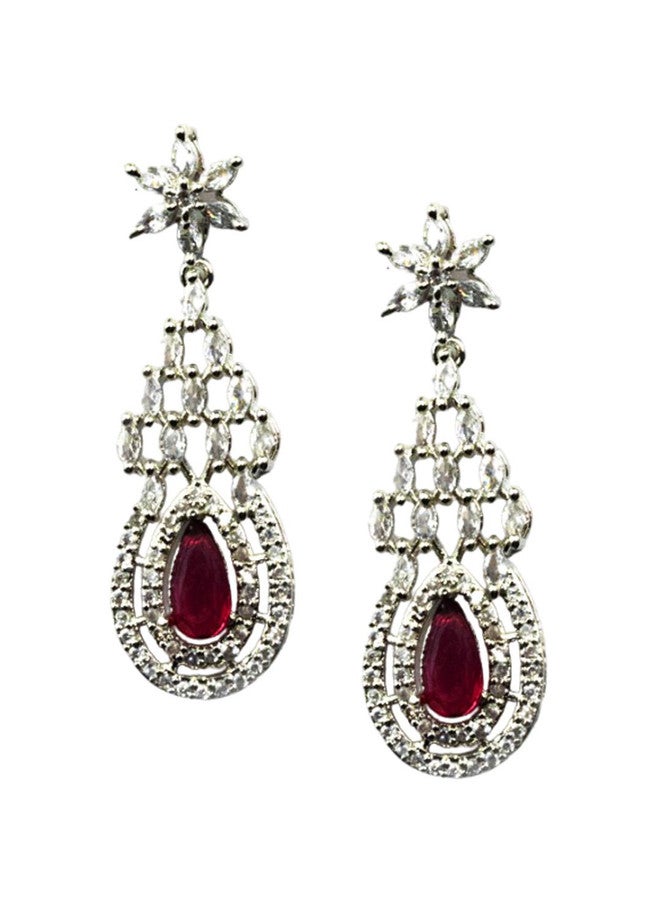 StileAdda Silver-Plated CZ-Studded Necklace and Earrings Set - Image 4