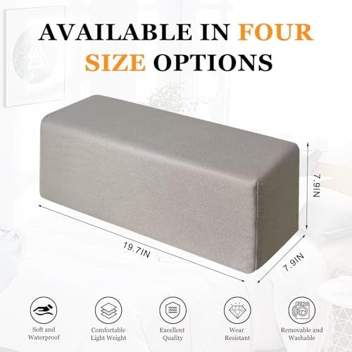 NANGELRN 2 Pack Couch Arm Rest Pillow 6''x6''x20'' Faux Leatharie Armrest Cushion, High Density Foam Pillows, Removable & Washable Headboard Elbow Support for Armchair Sofa Bed, Light Gray - Image 4