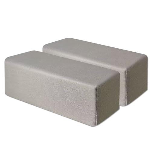 NANGELRN 2 Pack Couch Arm Rest Pillow 6''x6''x20'' Faux Leatharie Armrest Cushion, High Density Foam Pillows, Removable & Washable Headboard Elbow Support for Armchair Sofa Bed, Light Gray - Image 1