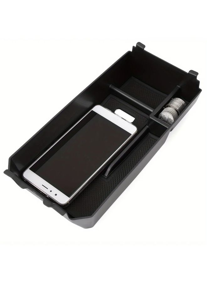 Black Center Console Armrest Box Organizer with Ergonomic Handle and Textured Grip - Image 2