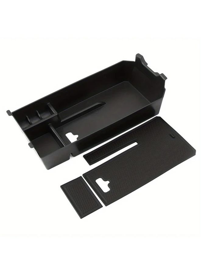 Black Center Console Armrest Box Organizer with Ergonomic Handle and Textured Grip - Image 1