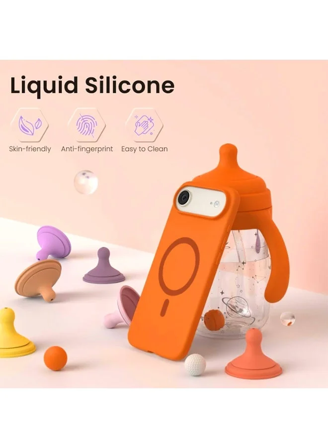 موبكوس جراب Mobcos iPhone 17 Air البرتقالي Elite Ring المصنوع من السيليكون الفاخر والمزود بشحن لاسلكي مغناطيسي | ملمس ناعم كالحرير | حماية مقاومة للصدمات بمعايير عسكرية | توافق مغناطيسي قوي | غطاء فاخر رفيع