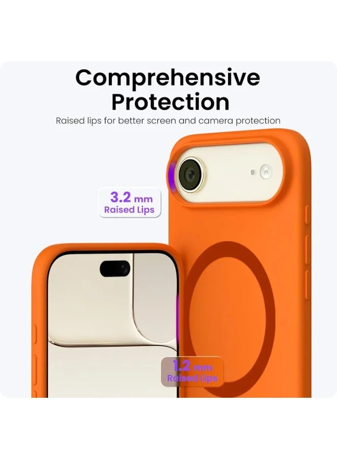 Mobcos Mobcos iPhone 17 Air Orange Elite Ring Mobcos iPhone 17 Air Orange Elite Ring Premium Silicone Magnetic Wireless Charging Case for iPhone | Silky Soft Touch | Military-Grade Shockproof Protection | Strong Magnetic Compatibility | Luxury Slim Cover  | Best Price UAE