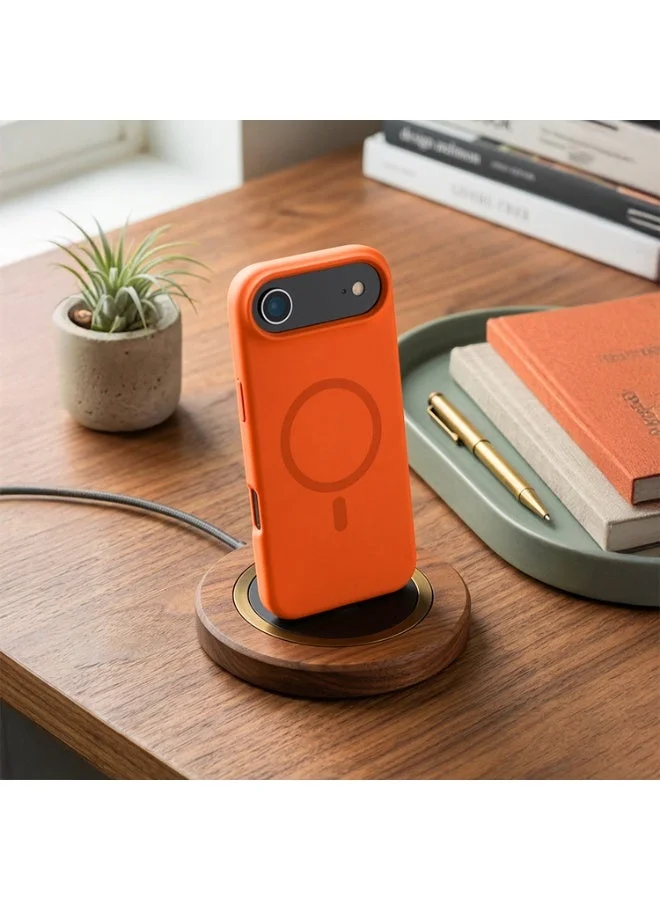 Mobcos Mobcos iPhone 17 Air Orange Elite Ring Mobcos iPhone 17 Air Orange Elite Ring Premium Silicone Magnetic Wireless Charging Case for iPhone | Silky Soft Touch | Military-Grade Shockproof Protection | Strong Magnetic Compatibility | Luxury Slim Cover  | Best Price UAE