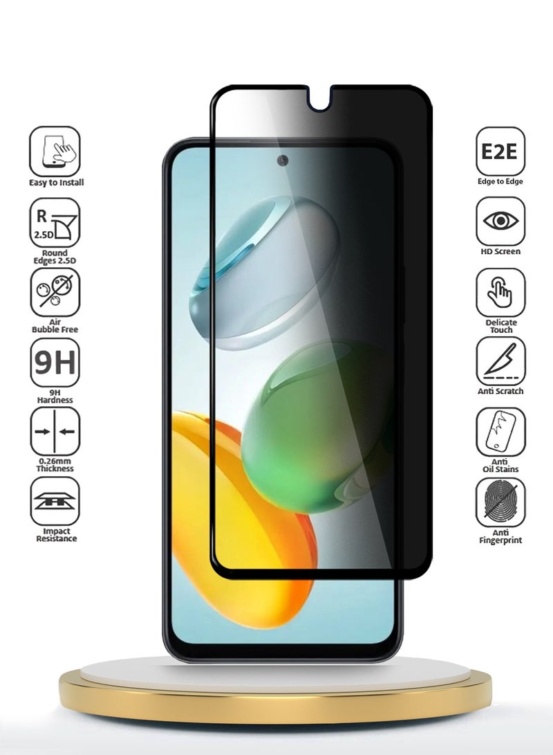 Honor X7c 4G 2024 Premium E2E Series Privacy Full Glue Full Cover Tempered Glass Screen Protector - Clear/Black