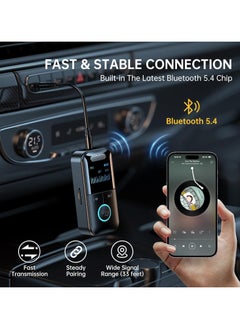 GUDOO Bluetooth 5.4 Audio Transmitter Receiver, 4-in-1 Wireless Adapter for Airplane, Car, TV, Laptop, Radio with Low Latency, HD Screen, TF Card Support, Aux Connectivity  - Image 3
