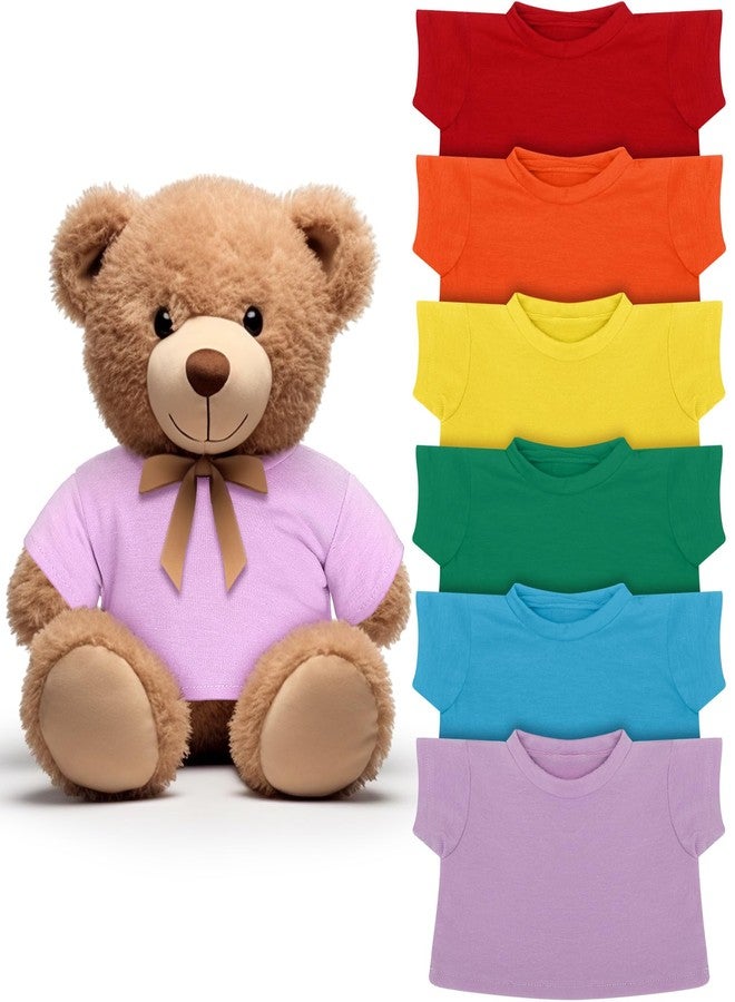 Skylety 6 Pcs Bear Clothes Basic Tee Shirt Classic Stuffed T Shirt Plush Crew Neck for Stuffed Bears Doll with 14 - 18 Inch, Bear Not Included(Rainbow) - Image 1