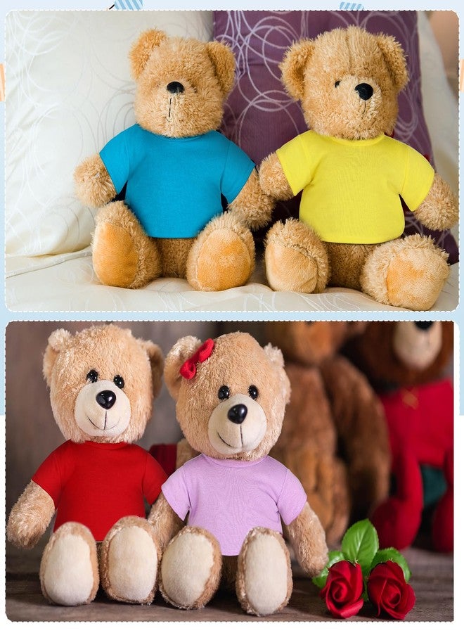 Skylety 6 Pcs Bear Clothes Basic Tee Shirt Classic Stuffed T Shirt Plush Crew Neck for Stuffed Bears Doll with 14 - 18 Inch, Bear Not Included(Rainbow) - Image 5