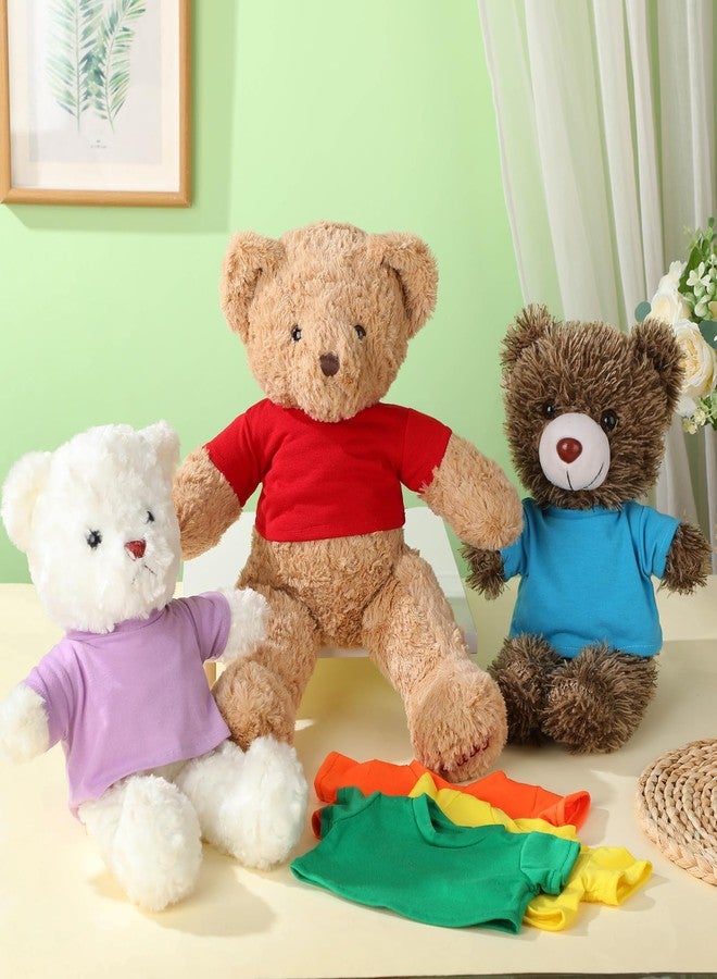 Skylety 6 Pcs Bear Clothes Basic Tee Shirt Classic Stuffed T Shirt Plush Crew Neck for Stuffed Bears Doll with 14 - 18 Inch, Bear Not Included(Rainbow) - Image 3