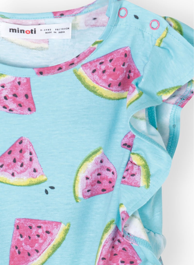 مينوتي جمبسوت بناتي صيفي مريح بأكمام كشكش قطعة واحدة - Image 3