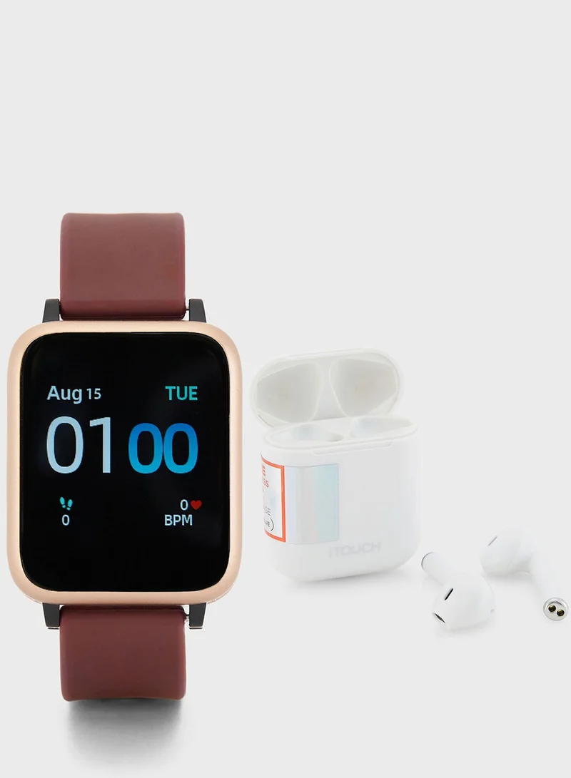 iTouch iTouch Unisex Go Smartwatch Rosegold/Merlot Silicone Strap