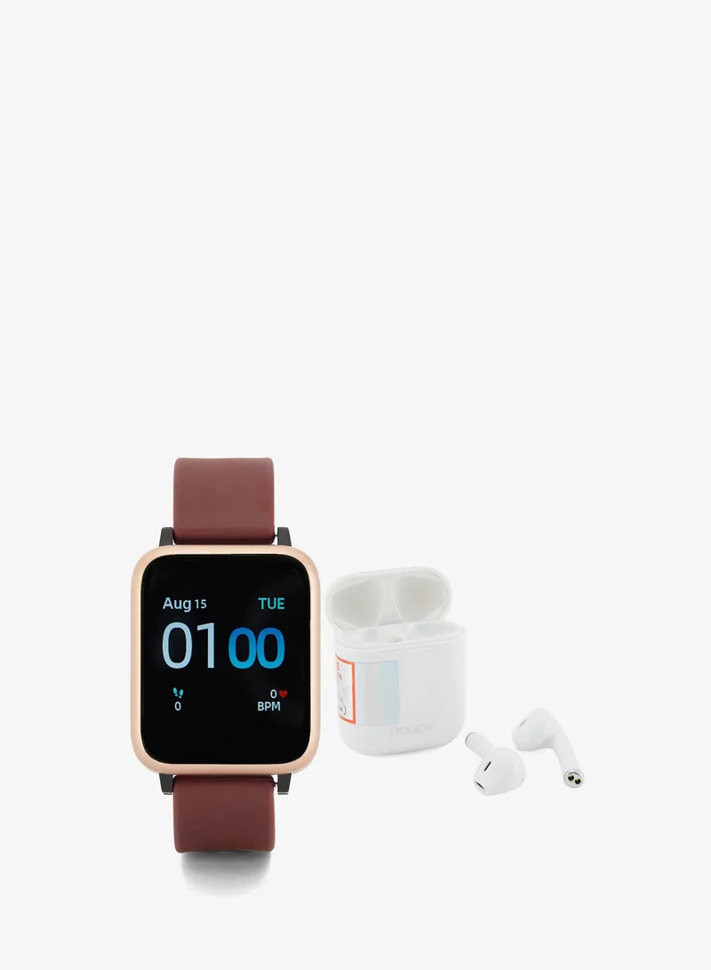 iTouch iTouch Unisex Go Smartwatch Rosegold/Merlot Silicone Strap