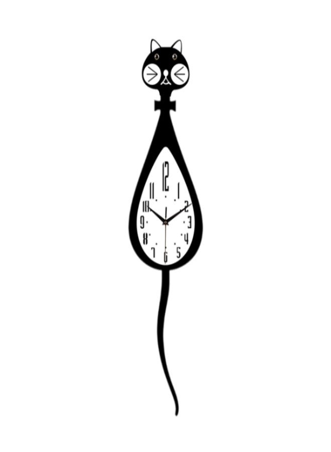 KiBcsLic Cat Shaped Wall Clock with Pendulum Practical Decor Low Noise Hanging Clock for Bedroom Kitchen Room, Straight Tail - Image 1