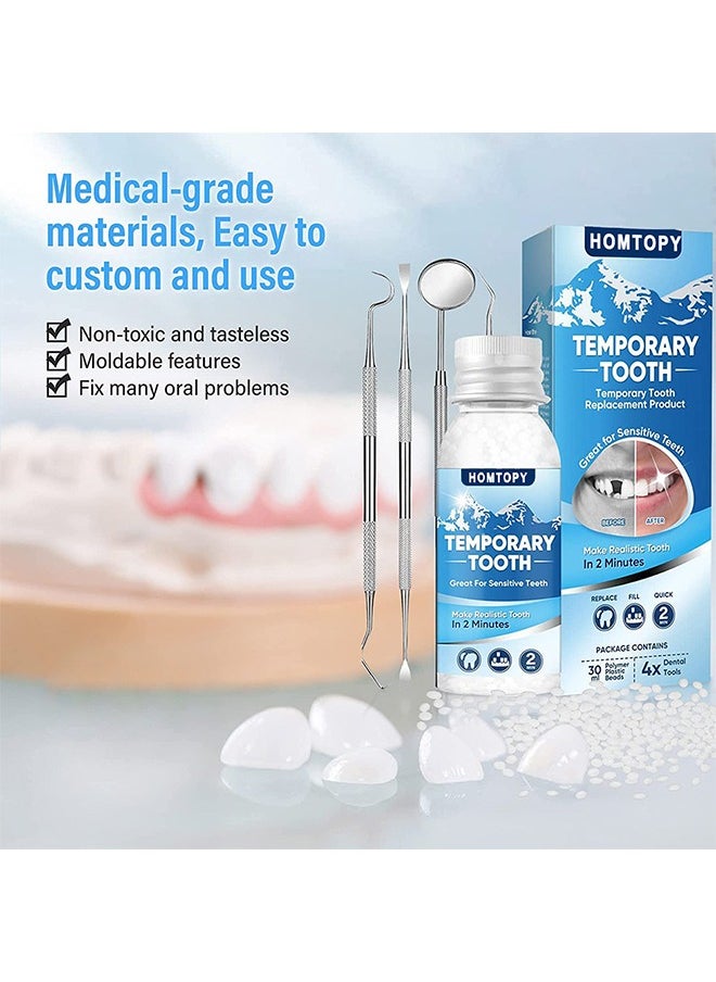 HOMTOPY Thermal Forming False Teeth Tooth Repair Kit, DIY Heat Fit Beads Granules Tooth Provisional Teeth Kit, Tooth Temporary Teeth Filling Repair Kit  - Image 2