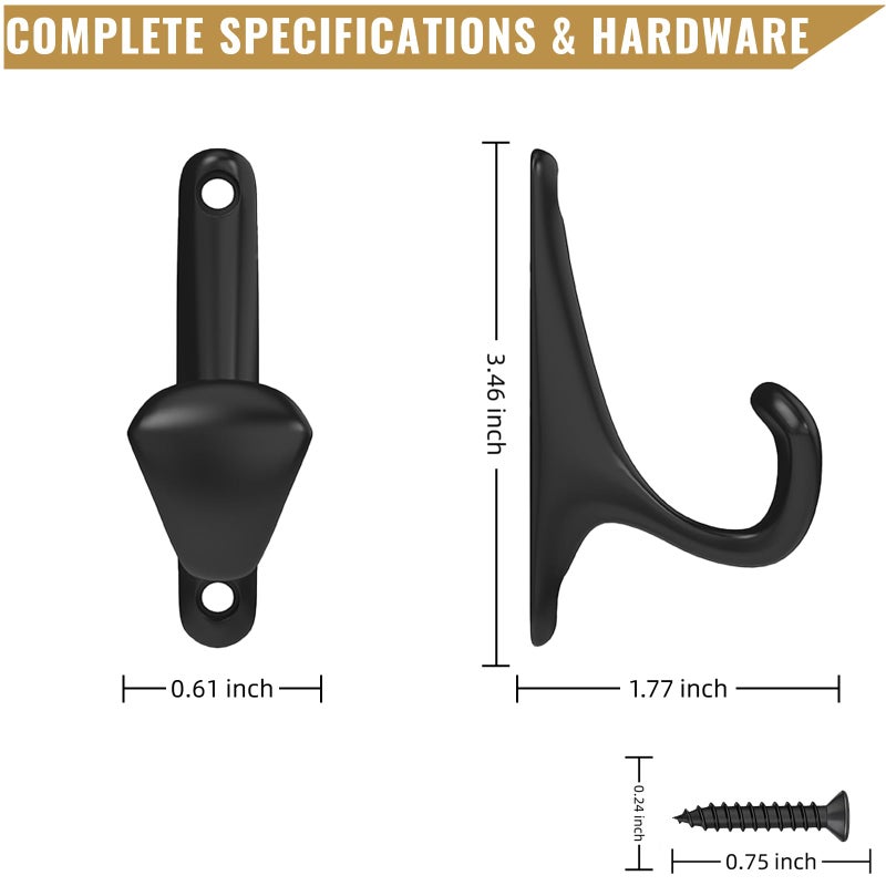 Tebgeag 10 Pack Wall Hooks for Hanging, Heavy Duty Metal Coat Hooks Wall Mount, Easy to Install Black Hooks for Entryway, Bathroom, Towels, Robes, Backpacks - Image 3
