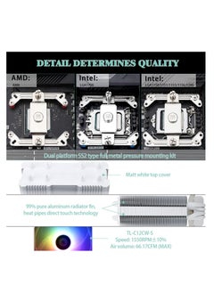 Generic AssassinX120 SE ARGB WHITE CPU Air Cooler, CPU Cooler, AX120 SE ARGB, 4 Heat Pipes, TL-C12CW-S PWM Quiet Fan, With S-FDB Bearing, for AMD AM4/AM5 Intel LGA 1700/1150/1151/1200  - Image 4