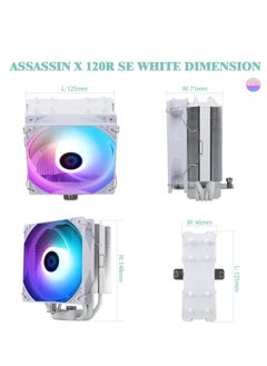 Generic AssassinX120 SE ARGB WHITE CPU Air Cooler, CPU Cooler, AX120 SE ARGB, 4 Heat Pipes, TL-C12CW-S PWM Quiet Fan, With S-FDB Bearing, for AMD AM4/AM5 Intel LGA 1700/1150/1151/1200  - Image 5
