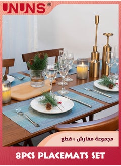 UNUNS Placemats Set,Set Of 8 Heat Resistant Stain Resistant Woven PVC Insulation Placemats,Durable Washable Elegant Table Mats For Dining  - Image 2