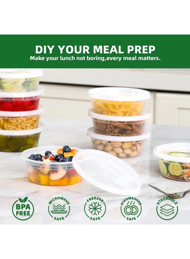 APSIC Plastic Deli Containers with Lids, 24 Sets 64oz Leakproof Soup Storage Containers for Restaurant, Round Takeout Deli Cups for Food Slime Meal Prep Leftover, BPA Free, Microwave/Freezer Safe - Image 5