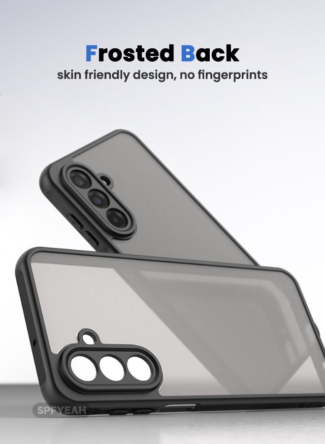 SPFYEAH [2-in-1] Samsung Galaxy A17 Case with HD Tempered Glass Screen Protector, Four Corners Airbag Shockproof Drop Proof Case, Slim Skin Friendly Frosted Phone Case for Samsung A17 6.7 inch (Black, 1+1 Pack) - Image 3